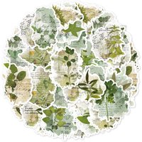 Etori Life Forest-Style Fresh Green Plant Journal Sticker Set Vintage Watercolor Plants DIY Decoration Materials 30Pcs Suitable for Laptops, Suitcases, Guitars, Photo Albums, Bicycles, Scrapbooking