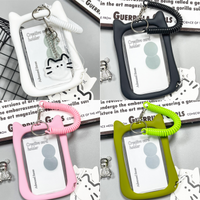 1pcs Transparent Cat Ear Card Cover Idol Photo Cartoon Protective Case Card Holder Bus Subway Hanging Rope Campus ID Protection