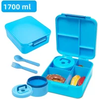 Bento Lunch Box with soup Thermo Jar, Leakproof 4 Compartment Lunch Food Containers, Thermo Insulated Hot Food Jar for School