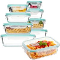 Airtight Glass Meal Prep Containers with Locking Lids Lunch Box Food Storage Bento Box for Microwave Oven and Dishwasher