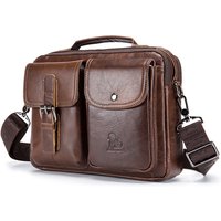 Men's genuine leather shoulder bag, retro top layer cowhide casual crossbody bag, men's crossbody square bag