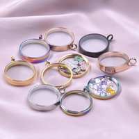 5PCS 14/19/24/29/34/39/44mm Floating Glass Locket Living Memory Charms Stainless Steel Photos Coin Flower Holder Locket Pendants