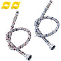 G1/2 G3/8 G9/16 50 cm 1 paire de tuyaux de plomberie flexibles en acier inoxydable mélangeur chaud froid robinet tuyau d'alimentation en eau tuyaux pièce de salle de bains