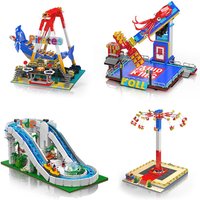 MOULD KING Amusement Park Toys Motorized Spinning Ride Water Slide Flying Swing Shark Pirate Ship Building Blocks Set Xmas Gift