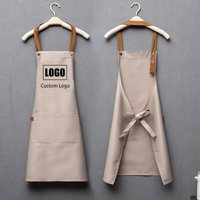 Angepasst Stickerei Druck Logo Unterschrift Wasserdichte Küche Hause Chef Backen Kleidung Mit Taschen Erwachsene Lätzchen Taille Tasche Schürzen