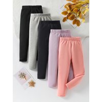 3/1 Piece Autumn And Winter Children Solid Color Thick Warm Leggings For Boys And Girls Sports And Casual With Fleece Long Pants