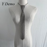 Y Demo Techwear Chainmail Adjustable Choker Silver Punk Mental Circles Long Neck Tie