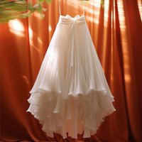 White Multi-layered Butterfly-tie Tail Pleated Long Skirt