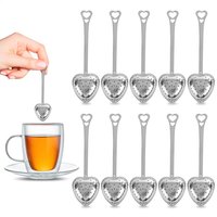 Stainless Steel Tea Infuser Spoon, Loose Tea Spoon, Heart Tea Steeper, Fine Mesh Strainer, 10Pcs