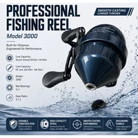DEUKIO Large Closed Fishing Reel Outdoor Slingshot Shoot Fish Metal Spool with 3# Nylon Line 60M Fish Shooting