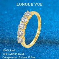 AU585 14K Yellow Gold Moissanite Ring for Women Wedding Band Stackable Rings Engagement Jewelry with Certificate GRA