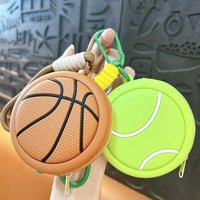Tennis Sporty Ball Shaped Coin Purse Basketball Trendy Headphone Pouch Waterproof Small Size Storage Bag Sports Accessory