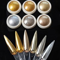 6Pcs/set Metallic Effect Magic Mirror Nail Powder Glitter Laser Gel Polish Gold Silver Mirror Chrome Pigments Rubbing Dust