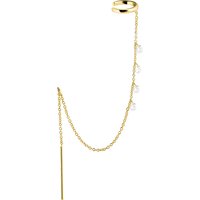 Aide 925 Sterling Silver Crystal Long Chain Tassel Ear Cuff for Women Girl Zircon Clip Earrings Elegant Piercing Party Jewelry