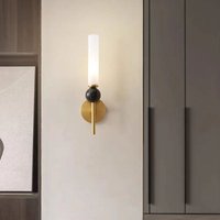 Natural Marble Ball Wall Lamp Foyer Restaurant Aisle Bedroom Lighting Sconce Brass White Acrylic Lampshade G9 Bulb