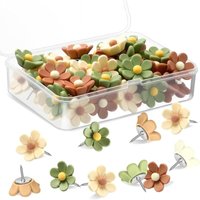 New 20pcs Floral Pushpins - Decorative Resin Flower Thumbtacks For Photo Walls & Office Supplies