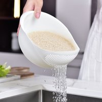 2-In-1 Rice Strainer Beans Washer Strainers And Colanders-Washing Bowl For Vegetables And Fruits Kitchen Supplies Accessories