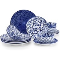 Vancasso 12/24/36 Piece Chinese Blue And White Porcelain Plate Set Tableware Set With 4PCS Dinner Plate/Dessert Plate/Ceral Bowl