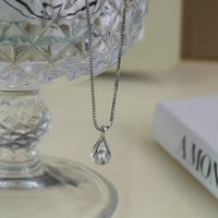 925 Sterling Silver Water Drop Necklace Simple Charm Personalized Pendant Choker Birthday Gift for Friends Exquisite Jewelry
