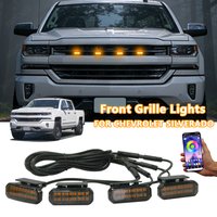 FOR CHEVROLET SILVERADO APP Controlled LED Front Grille Yellow Lights Super Bright Daytime Running Lamps Specific Grill Lights