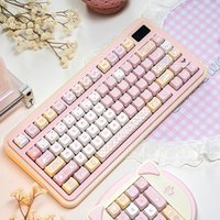 Cute Cat Theme MAO Keychain Kit PBT 132 Keycap Compatible 60 68 75 87 98 99 104 Mechanical Keyboard