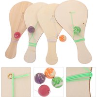 6Pcs Wood Paddle Ball Hand Paint Graffiti Paddle Ball Set for Kids Coordination Exercise Indoor Outdoor Game Kids Toys
