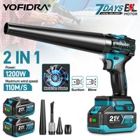 YOFIDRA 2w1 80000RPM Bezszczotkowy Elektryczny Turbo Wentylator Bezprzewodowy Dmuchawca i Odkurzacz do Liści, Śniegu i Kurzu, Narzędzie do Baterii Makita