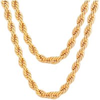Hot Sales 18-24inch 45-60cm 18K Gold 4mm Round Rope Chain Necklace For Women Man Fashion Custom Wedding Party Streetwear Jewelry