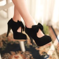 Retro Women High Heels Fashion Lolita Bow Casual Shoe Exquisite Suede Platform High Heels for Woman Designer Shoes Zapatos Mujer