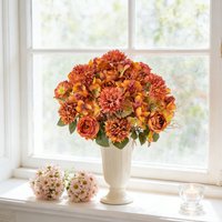 Artificial Roses Flowers Home Room Decora Festival Wedding Bridal Bouquet Outdoor Garden Fake Silk Peony Hydrangea Vase Diy Gift