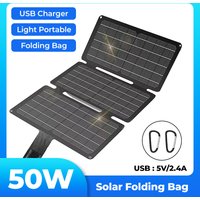 50W Foldable Solar Panel Portable One USB Port Folding Bag Outdoor Power Charger For Phone Hiking Camping Mobile Power Supplies
