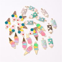 Duarte 20Pcs/Lot Cute Enamel Summer Food Ice Cream Charms Pendants for Making Earrings Necklace DIY Crafts Jewelry Accessories