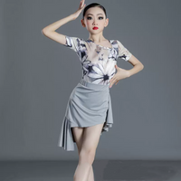 2 Piece Sets Girl Latin Jumpsuit Skirt Tutu Baby Outfit Dance Costume Kids Clothing Girls Latin Bodysuit Summer Children's Suit