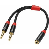 Equipped with a 3.5mm Female and 2 Pairs of 3.5mm Male Computer Headphone Splitters, TRRS Plug Headphones Connected to PC
