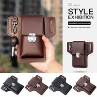 New Multifunctional Belt Waist Bag Portable PU Card Bag Travel Casual Phone Bags Vintage Leather Bag Outdoor Sports Bag