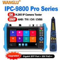 Multifunctional 8K IP H.265 8MP AHD/TVI/CVI/SDI CCTV Tester IP Camera Tester w/ 90W PoE++, RJ45 TDR Cable Test, Gigabit SFP Port