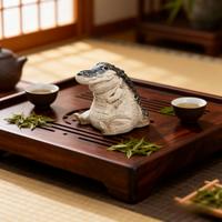 1PC Handmade Small Crocodile Tea Pet Ornament for Tea Ceremony Tea Game Financial Tea Table - Boutique Gift