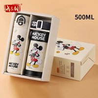 X&W Disney Mickey Children Direct Drinking Straw Cup Portable Outdoor Travel Stainless Steel Insulated Cup Student Birthday Gift