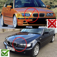 Gloss Black Single Line Kidney Grilles for BMW 3 Series E46 2002-2004 4 Door Sedan Coupe Diamond Mesh M3 CSL Style Compatible wi