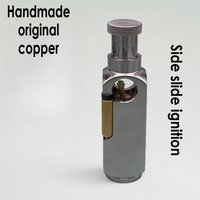 Handmade Original Copper Flammed Oil Lighter Personalized Retro Simple Side Slip Ignition Trench Vintage Machine Send Gift
