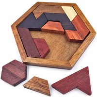 Montessori Logic Thinking Training Jigsaw Puzzle Wooden Hexagon Tangram Learning Kids Toys Educational Rompecabezas De Madera