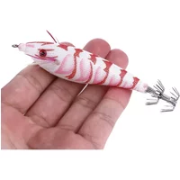 Squid Hook Wood Shrimp Lure Ocean Rock Fishing White Light Grey Seawater Wobbler Artificial Hard Shrimp Squid Jig Bait