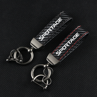 Carbon Fiber Leather Rope Car Keychain Key Chain Pendant Keyring Horseshoe Buckle for SPORTAGE STINGER STONIC Auto Accessories