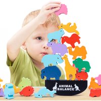 Montessori Wooden Balance Blocks Toys For Children Animal Dinosaur Building Stacking High Board Games Wood Toy Boys Kids Gift