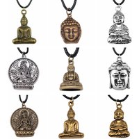 17 Styles Buddha Statue Pendant Necklace Black Leather Cord Chain Necklace Factory Price Handmade Jewelry
