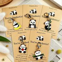 1/5/10/20/50/100pcs Cute Panda Keychain Set, Compact And Portable, Comes With "You're Awesome!" Card, Suitable As Isolation Gift
