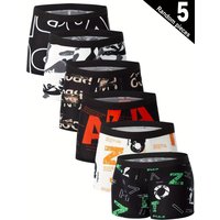 5-piece set of men's underwear and underpants in random colors, breathable and soft men's flat-angle shorts, men's sports style