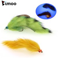 6PCS Rabbit Fur Zonker Baitfish Streamers Flies With Luminous 3D Eyes Fish Mask For Trout Bass Pike Fly Fishing Lure Baits