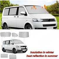 8PC Sun Shade Car Windscreen Thickened Winter For VW T5 T6 SWB Keep Warm Sun Windscreen Protection Internal Thermal Blind Window