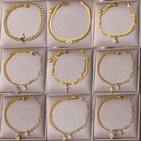 Zircon Cross Anklets For Women Gold Color Stainless Steel Cross Anklet Double Chain Summer Beach Party Jewelry Gift Accessories